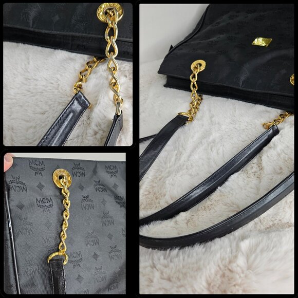 MCM Black Viseto Nylon/Chained Tote - Picture 15 of 17